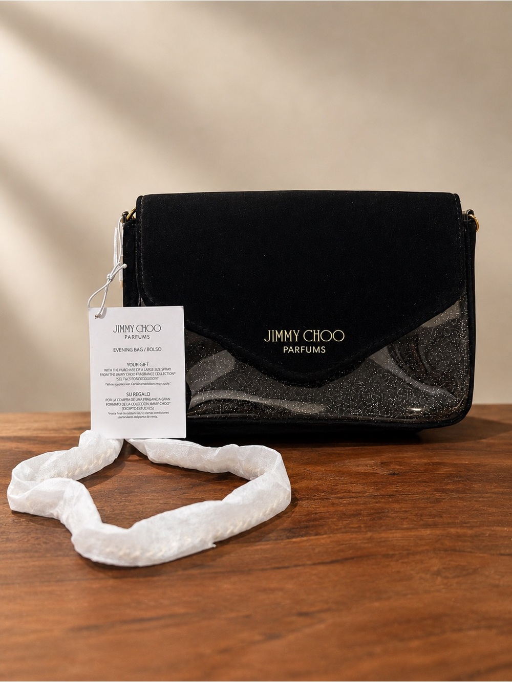 ✨ NWT Jimmy Choo Parfums Black Velvet & Glitter Evening Bag ✨